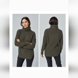 Alp N Rock Simone Chunky Ribbed Knit Fisherman Cozy Turtleneck Sweater -